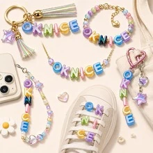 104/30pcs Random Mixed Style, Mixed Color Acrylic Letter Beads, Used For DIY Keychain Pendant, Bag Decoration, Phone Charm, Shoe Decoration - Transparent - View 8