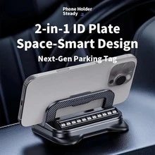 1pc 360 Degree Rotation Car Phone Holder, Temporary Parking Sign Holder Suitable For Dashboard Navigation Display, Two In One Multifunctional, Stable When Placed, Suitable For All Models, Made Of High-Quality ABS Material, Black Version, Hands-Free - A - View 7