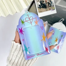 1 buah Pelindung Kartu Foto Idol Gradien Biru Y2K, Motif Hati & Bintang Buatan Tangan, Ukuran 3 Inci, IDOLME, Cocok untuk Foto Ukuran 3-3,5 Inci, Penyimpanan Kartu Album Idol, Wajib Dimiliki Penggemar Idol, Dapat Digunakan untuk Dekorasi Tas Ita, Gantungan Kunci, dll. - penutup kartu - View 5