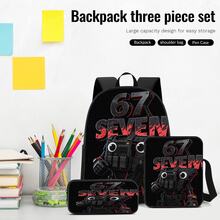 Cool Black Tactical Mecha Robot 2D Print 3-Piece Backpack Set, Large Capacity Backpack, Crossbody Bag, Pencil Case, Adjustable Wide Breathable Shoulder Straps, Side Mesh Pockets, Water Bottle Holder, Personalized Daily Commute Outdoor Storage Bag Set - Printed Bag - View 8