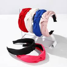 Fabric Solid Color Knitted New Hair Accessories Headband Wide Band Head Hoop Knotted Headband - Multicolor - View 6