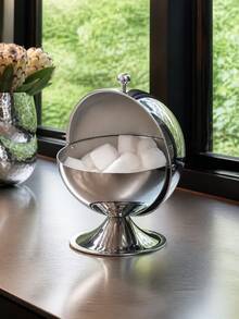 1pc Stainless Steel Roll Top Sugar Jar, Mirror Polished Spherical Sugar Box & Candy Dish With Rotating Lid, Wide Mouth Design, Stable Base, Suitable For Saudi National Day, Halloween, Christmas, Ramadan, Eid, Coffee Bar And Tea Table - Multicolor - View 7