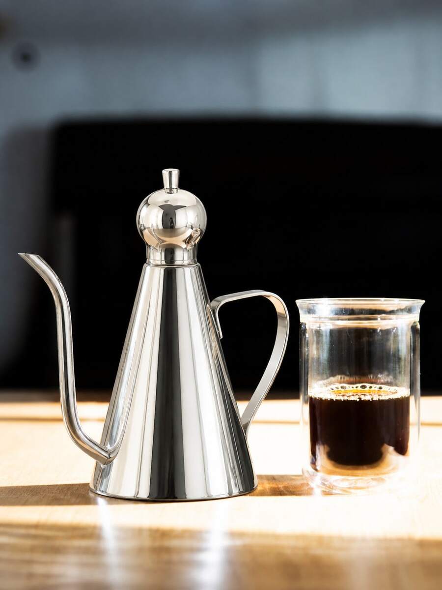 1pc Stainless Steel Gooseneck Pour Over Coffee Kettle, Mirror Polished Conical Kettle With Lid And Handle, Thin Spout For Controlled Flow, Suitable For Pour Over Coffee, Tea, Coffee Shop, Saudi National Day, Halloween And Christmas Gift - Multicolor - View 1