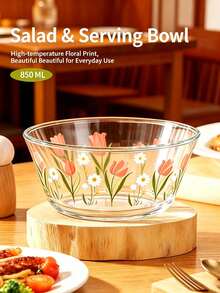 Piring Saji Tulip Kitchenware, Mangkuk Kaca Gaya Taman, Mangkuk Besar untuk Rumah Tangga, Mangkuk Nasi, Piring Buah, Mangkuk Salad. - MultiWarna - View 10