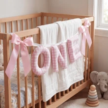 Băng rôn vải cao cho ghế cao ONE, băng rôn sinh nhật 1 tuổi họa tiết kẻ ô hồng xanh lá xanh dương có nơ, đồ trang trí tiệc sinh nhật bằng vải tái sử dụng được - Nhiều màu - Xem 4