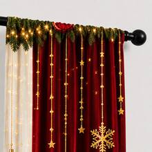 2pcs Christmas Cartoon Print Pattern Curtains, Vintage Cartoon Fairy Tale Polyester Fiber Digital Print Decorative Semi-Blackout Rod Pocket Curtains Suitable For Christmas Living Room Bedroom Autumn Winter Home Use - Multi-color-061201 - View 3