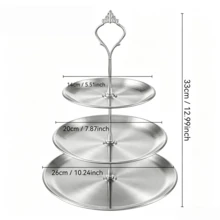 3pcs/4pcs European Style Multi-Tier Cake Stand And (2pcs/3pcs Plates + 1pc Accessory), Suitable For Daily Use, Applicable For Snack And Fruit Display, Widely Used For Tea Party And Gathering Decoration, Suitable For Cupcakes, Donuts, Fruits And Other Uses, Suitable For Kitchen Environment, Suitable As Christmas Gift - Silver - View 8