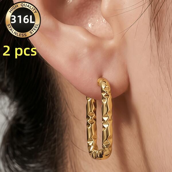Minimalist Versatile Earrings Stainless Steel Hoop Earrings Hypoallergenic Anti-Fade Perfect For Daily Wear Ideal Gift For Boho Style, Ladies Earrings