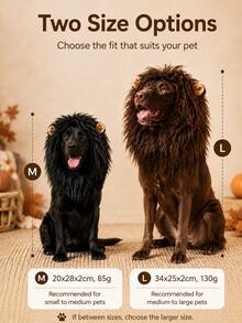 Pet Lion Mane Wig Hat With Ears, Suitable For Dogs, Halloween Costume Headpiece, Pet Outfit, Cute Animal Style Hat, Fun Party Accessory For Cats And Puppies, Holiday Dress-Up Gear, Photo Prop, Holiday Celebration, Puppy Accessory Set - Multicolor - View 6