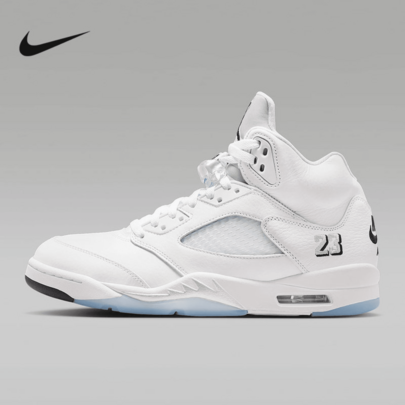 Zapatillas deportivas Nike Air Jordan 5 para hombre, zapatillas de baloncesto vintage de media caña, acolchado cómodo en el cuello, suela de goma antideslizante, calzado de moda para uso casual diario