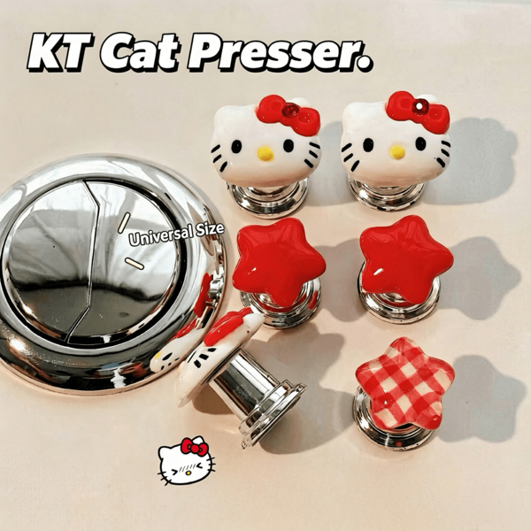 SANRIO 3款卡通可愛Hello Kitty馬桶沖水按鈕，長指甲馬桶水箱按壓輔助器，適用於宿舍、飯店、居家浴室，萬聖節、聖誕節、生日送給朋友的完美禮物（混色組隨機發貨）