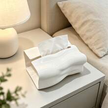 1pc Wavy Texture Tissue Box, Glossy Finish Paper Towel Storage Box, Large Opening Easy To Replace Tissues, Living Room Desktop Napkin Holder, Luxury Home Decor - View 8
