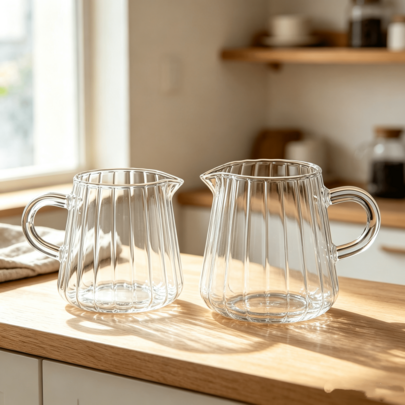 2 pezzi di brocchetta per latte in vetro, 200 ml, per montare il latte, per caffè e tè