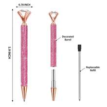 10pcs/Set Sparkling Rhinestone Ballpoint Pen Set, Diamond Top Shiny Crystal Metal Pen, Luxury Decorative Office Stationery Gift - Assorted - View 2