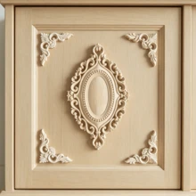 5pcs Solid Wood Carved Decorative Appliques And Corner Flowers, Suitable For Cabinets, Doors, Windows, Furniture, Background Walls, Porches, Offices, Holiday Decor, DIY Decoration - Multicolor - View 1
