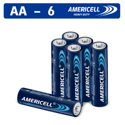 AMERICELL 6 Pcs AA Batteries, Carbon Batteries , Suitable For Keyboards, Clocks, Remote Controls, Toys, Flashlights, Razors, Alarm Clocks, Disposable Battery, Non-Rechargeable