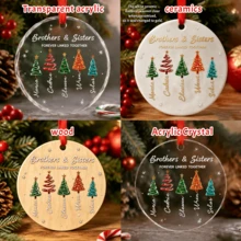 Custom Festive Christmas Tree Ornament, Personalized Brothers And Sisters Name Decor, Hanging Decoration For Family Gift Giving And Holiday Party Favors, Customized Xmas Ornament With 1-5 Names, Customizable Holiday Keepsake Gift. - Style C - View 3