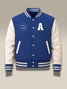 Custom Men Varsity Jacket Warm Baseball Bomber Coat Personalized Name Number Logo Royal Blue Retro Casual Outerwear - Blue - View 2