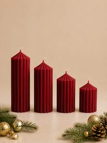 Christmas 4pcs Roman Column Scented Candle Set, Smokeless Scented Candles, Christmas Home Decor Candles, Halloween Decor Candles, Candle Centerpiece, Suitable For Home Decor Gifts - Coarse Gear Pointed Cylinder - View 8