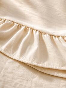 1pc Table Runner, Washed Wrinkled, Simple Pastoral Style. Polyester Material Rectangular Tablecloth With Scalloped Edge, Suitable For Dining Room, Public Holidays And Daily Decoration. - Beige - View 9