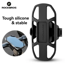 ROCKBROS 1PC Bicycle Silicone Mobile Phone Holder – Highly Elastic Silicone, Portable And Easy To Install - Black - View 1