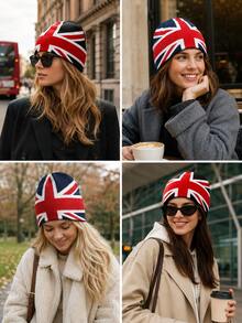European Style Jacquard British Flag Knit Beanie, Autumn/Winter Unisex Warm Personalized Hip-Hop Beanie - Multicolor - View 11