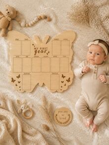 Wooden Butterfly First Year Milestone Photo Frame, Newborn Monthly Memory Board, Baby Growth Keepsake, Nursery Wall Decor - Photo Frame - View 4