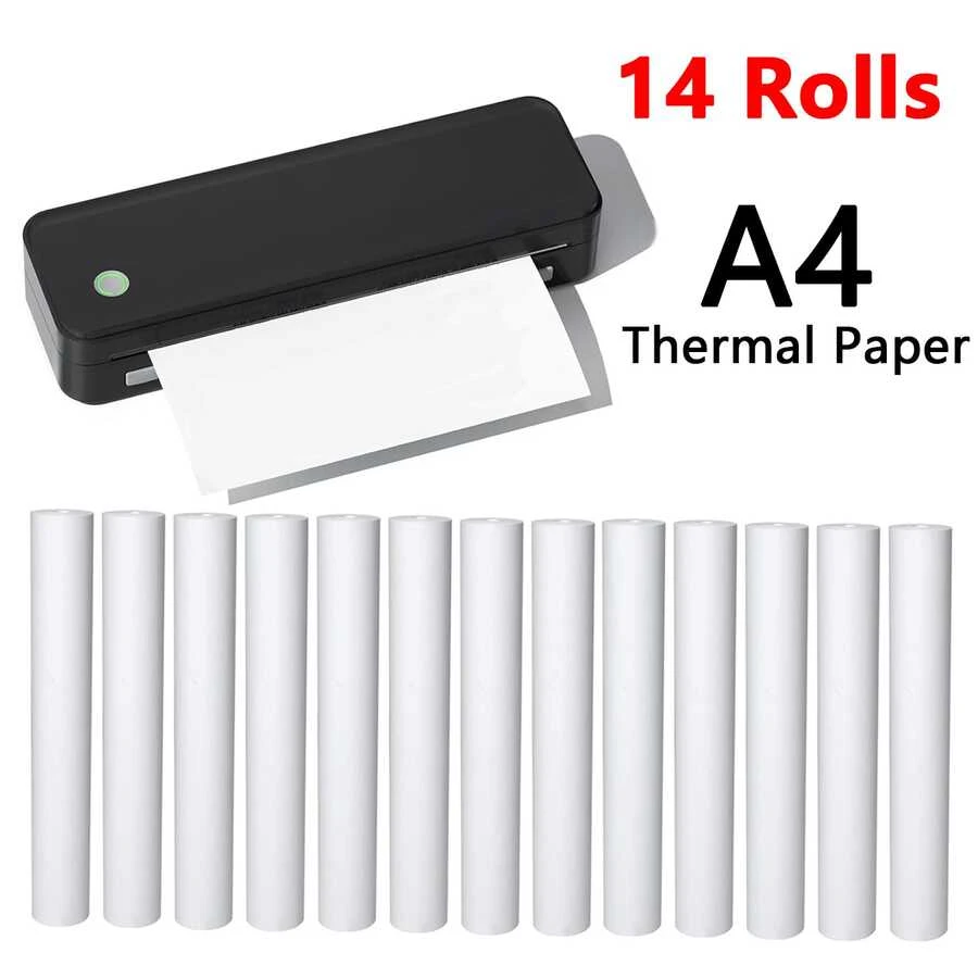 3/5/10 Rolls A4 White Thermal Printing Paper, 100/200/300 Sheets A4 Folded Thermal Paper, 210*30mm (8.3*1.2 Inches), Durable, Suitable For Portable Printers, Thicker And Brighter, Clearer Fonts, Better Printing Quality - A4 - View 1