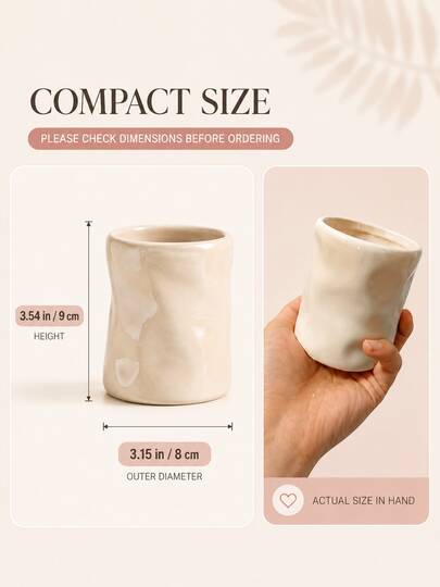 1pc 12oz Makeup Brush Holder, Large Capacity Makeup Brush Organizer Cup, Sculptural Wave Design Vanity Storage, Suitable For Vanity, Bathroom Countertop, Bedroom And Dorm Decor