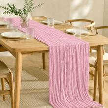 15 Packs Light Pink Cheesecloth Table Runner, Gauze Table Runner 35*120 Inch Sheer Crinkled Boho Rustic Table Runner For Wedding Party, Baby Shower, Birthday, Bridal Shower, Thanksgiving, Friendsgiving, Engagement Party, Home Decor - Light Pink - View 7