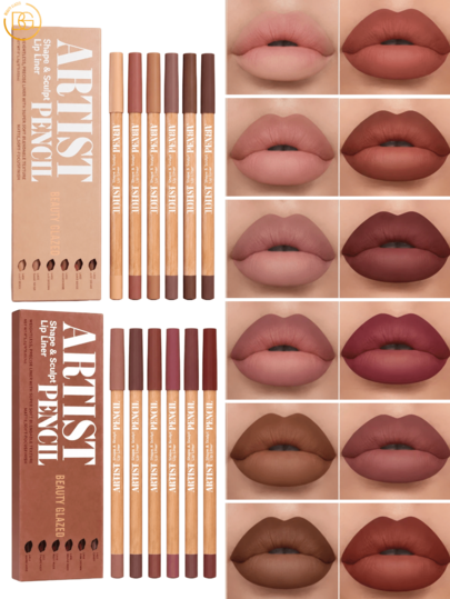beauty glazed Set Pensil Liner Bibir Halus 12 Buah, Pigmen Sangat Tinggi untuk Mendefinisikan & Membentuk Kontur Bibir, Hasil Akhir Matte Lembut Tahan Lama, Liner Presisi dengan Tekstur Super Lembut yang Mudah Dibaurkan, Perlengkapan Makeup Bibir untuk Wanita, Pesta Sehari-hari, dan Pembentukan Bibir