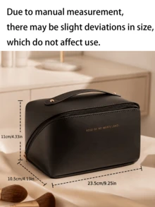 Portable Handheld Makeup Travel Bag, Multi-Layer Compartment PU Toiletry Storage Bag, Large Capacity Pillow-Style Cosmetic Organizer - Multicolor - View 8