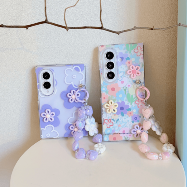 1pc Girls Purple & Colorful Floral Popular Cute Casual Convenient Shockproof Foldable Phone Case Protective Cover Phone Case Anti-Drop Protective Shell, Compatible With Galaxy Z Fold8, Galaxy Z Fold8Ultra, Galaxy Z Fold7, Galaxy Z Fold6,