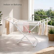 181cm Floor Laundry Drying Rack With Side Wings, Indoor Balcony Clothes Airer - Random - View 3