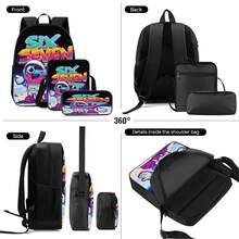 Astronaut Graffiti 2D Print 3 Pieces Backpack Set, Large Capacity Backpack, Crossbody Bag, Pencil Case, Adjustable Wide Strap, Breathable, Side Mesh Pocket Design, Daily Commute Storage Portable Casual Set - Printed Bag - View 10