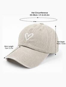 1pc Women's Baseball Cap, White Heart Embroidery, Vintage Style, Adjustable Strap, Comfortable & Breathable, Suitable For Daily Wear, Outdoor Activities And Fashion Street Style - Beige - View 2