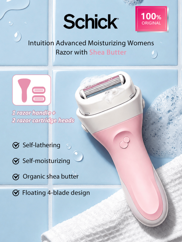 Schick Afeitadora Intuition Avanzada Hidratante para Mujeres con Manteca de Karité, Jabón Hidratante Integrado, Hidratación Profunda para Piel Seca, Deslizamiento Suave, Incluye Hoja de Repuesto