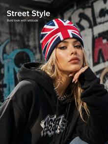 European Style Jacquard British Flag Knit Beanie, Autumn/Winter Unisex Warm Personalized Hip-Hop Beanie - Multicolor - View 4