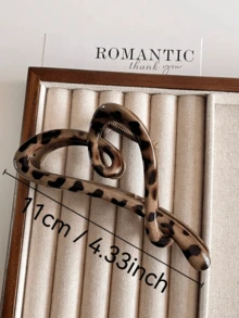 2pcs Leopard Print Heart Large Hair Claw + Solid Color Music Note Shark Hair Claw, Autumn/Winter Maillard Style Leopard Shark Hair Clip For Back Of Head Updo, Versatile Elegant Hair Claw For Women, Suitable For Daily, Commuting, Dating, Premium Gift For Girls - Multicolor - View 3