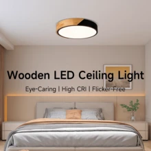 1pc Modern Minimalist LED Ceiling Light Fixture, Remote Control Semi-Recessed Metal Ceiling Light, Polypropylene Translucent Lampshade, 220V Hardwired Power Supply, No Battery Required, Living Room Bedroom Dining Room Study Indoor Home Ceiling Decorative Lighting - Ceiling Light With Wooden Frame - View 5