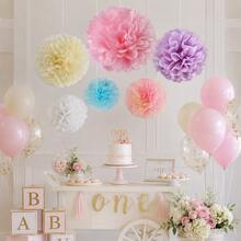 6pcs Colorful Paper Pom Poms Decoration Mixed Sizes Paper Art Pompoms Pink Yellow Purple Blue Party Hanging Decor Baby Shower Welcome Baby Party Baby Birthday Gender Reveal Wedding Backdrop Dessert Table Decoration - Multicolor - View 7