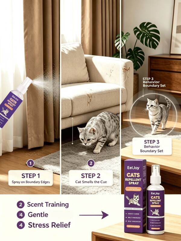 Cat Anti-Scratch & Bite Spray, Gentle Plant-Based Formula To Protect Indoor Home Decor From Cat Scratching And Biting, Olfactory Guidance To Establish Behavioral Boundaries, Helps Relieve Stress Caused By Changes, Household Essential, Thoughtful Holiday Gift For Family And Friends