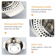 1PC Stainless Steel Manual Lemon Juicer With Large Capacity Bowl Container, Efficient Juice Extraction Conical Press Head Design, Built-In Filter Holes For Easy Separation Of Seeds And Pulp, Home Kitchen Orange Citrus Fresh Juice Tool, Manual Press Effort-Saving And Easy To Clean, Homemade Juice Beverage, Kitchen Tool - Multicolor - View 4