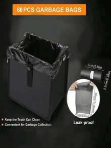 Foldable Hanging Car Trash Can & Storage Organizer, Car Trash Can, Picnic Trash Can, Leak-Proof, Large Capacity, Multi-Functional Car Storage Device, Suitable For Travel And Snack Storage, Applicable For Home, Office/Camping/Car Use - Compatible With All Car Models (Portable Design, Dual Function), Suitable For Outdoor Travel Use, Essential Gift For Drivers - A - View 2