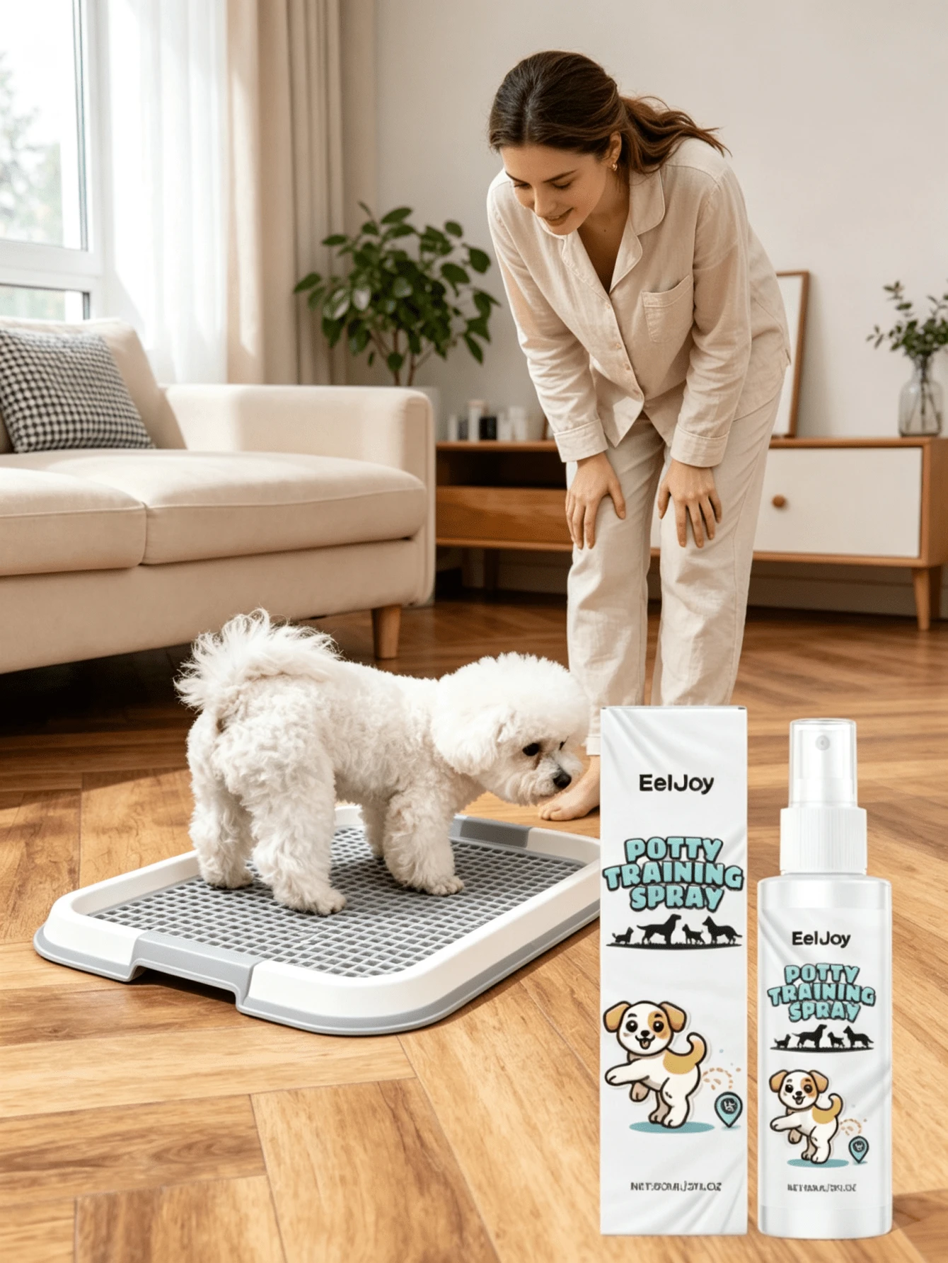 EelJoy 3PCS Value Pack Dog Potty Training Spray, Stop Pets From Urinating And Defecating Anywhere, Daily Training For Dogs To Potty In Designated Areas, Break Bad Habits, Suitable For Dogs And Cats, Positioning And Guiding Spray, Solve Puppy Potty Training Issues, New Environment Adaptation, Indoor Potty Problems, Hiding In Corners To Potty