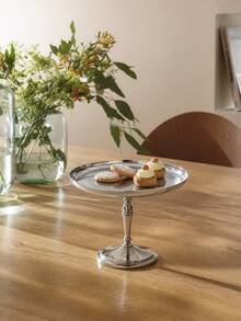 2pcs Stainless Steel Cake Stand Set (1 Stand + 1 Dessert Spoon) / 1pc Cake Tray, Mirror-Polished Round Dessert Display, Raised Rim, Stable Base, For Cakes, Cupcakes, Pastries, Afternoon Tea, Buffet, Wedding, Birthday, Saudi National Day And Christmas - Multicolor - View 8