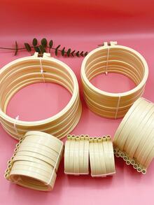 10pcs Natural Bamboo-Like Plastic Embroidery Hoops, 7.3-20.2cm Multiple Sizes Cross Stitch Hoop Set, Minimalist Portable DIY Craft Supplies, Classic Natural Style, Suitable For Embroidery, Cross Stitch, Quilting And Home Decor - Imitation Bamboo Embroidery Hoop - View 9