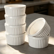 Porcelain Creme Brulee Bowl Set Of 6, Versatile Baking And Serving Vessels For Desserts, Side Dishes And Condiments For Home Use - View 1