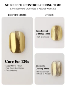 PERFECT COLOR Mirror Nail Kit, Base Coat And Powder Top Coat For Mirror Effect Nail Art, UV LED Gel Set Fall And Halloween Manicure - Easy  Starter - View 5