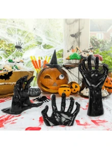 3Pcs Premium Halloween Demon Hand Wall Candle Sconce Set Gothic Spooky Tealight Holder Home Party Decor - Multicolor - View 8